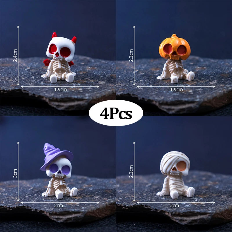 Mini Spooky Figurines, Set of 4