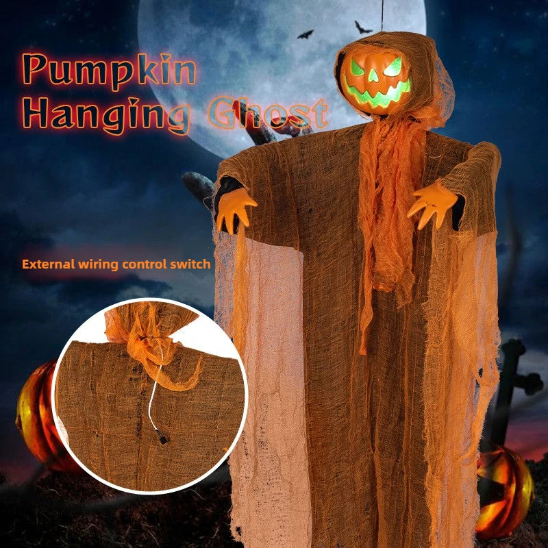 Light-Up Hanging Pumpkin Head Ghost