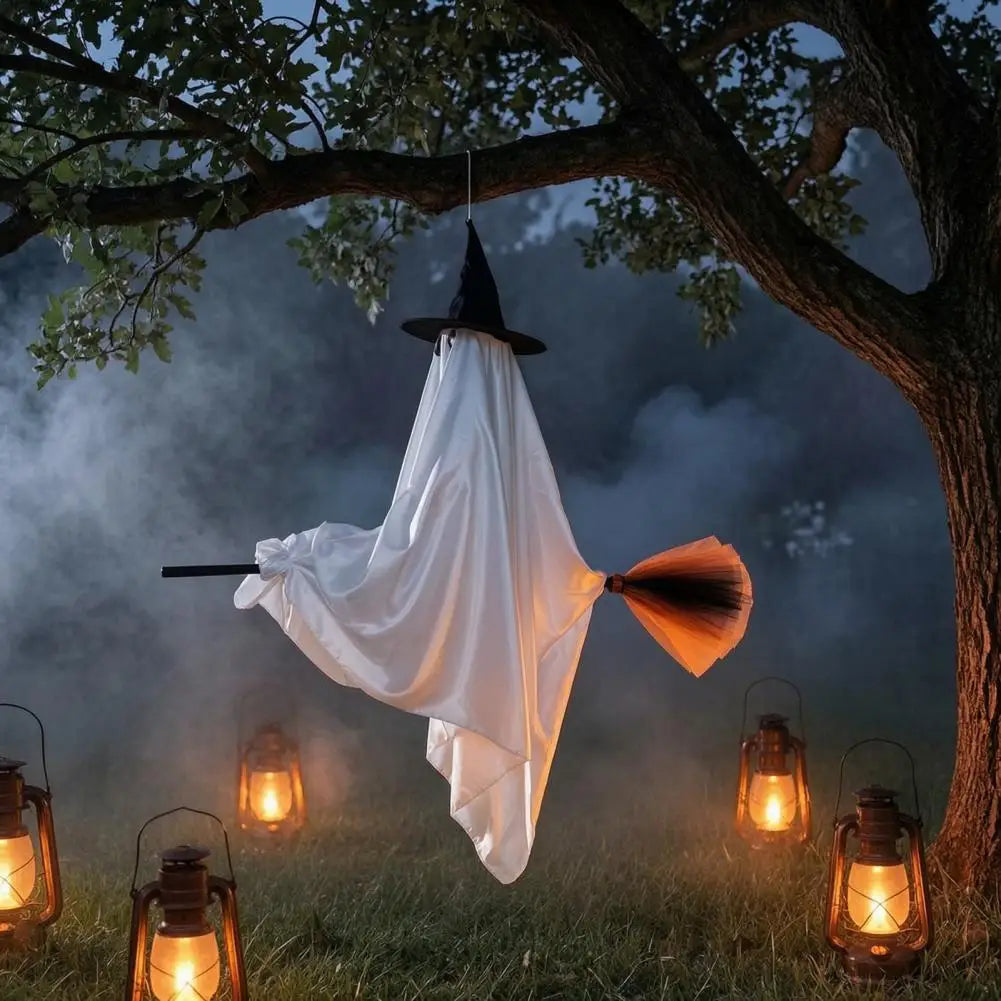 Light-Up Flying Witch Ghost with Broom