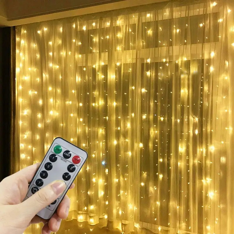 LED Curtain Fairy Lights with Remote, 8 Modes