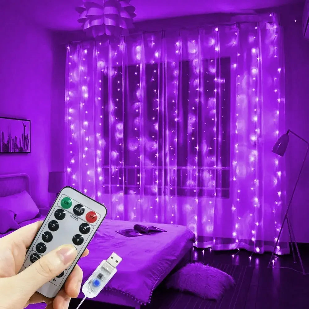 LED Curtain Fairy Lights with Remote, 8 Modes
