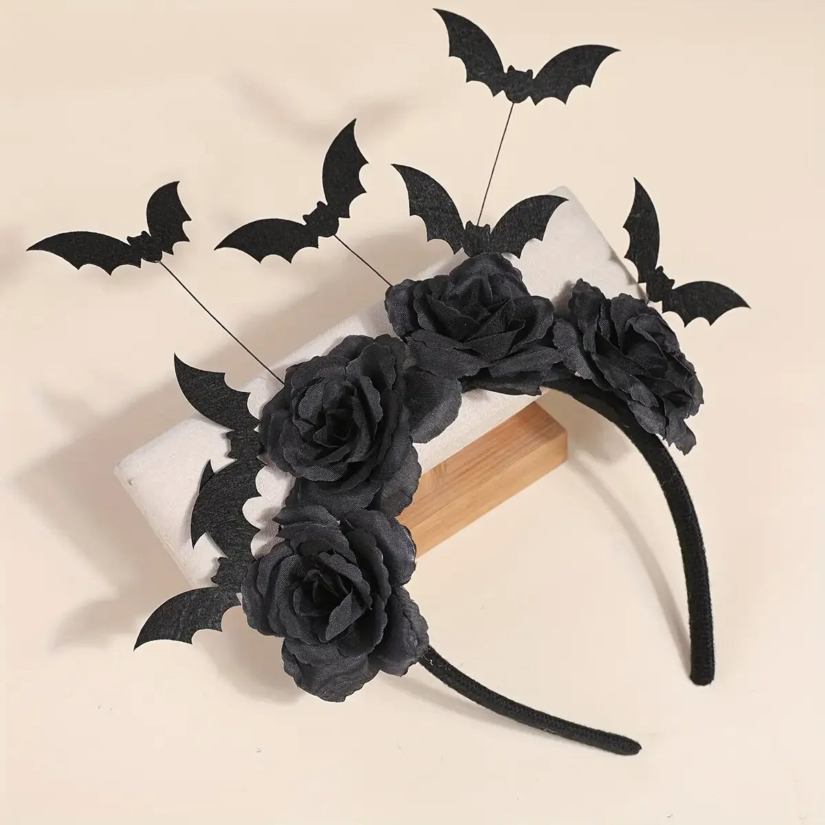 Gothic Bat & Rose Headband