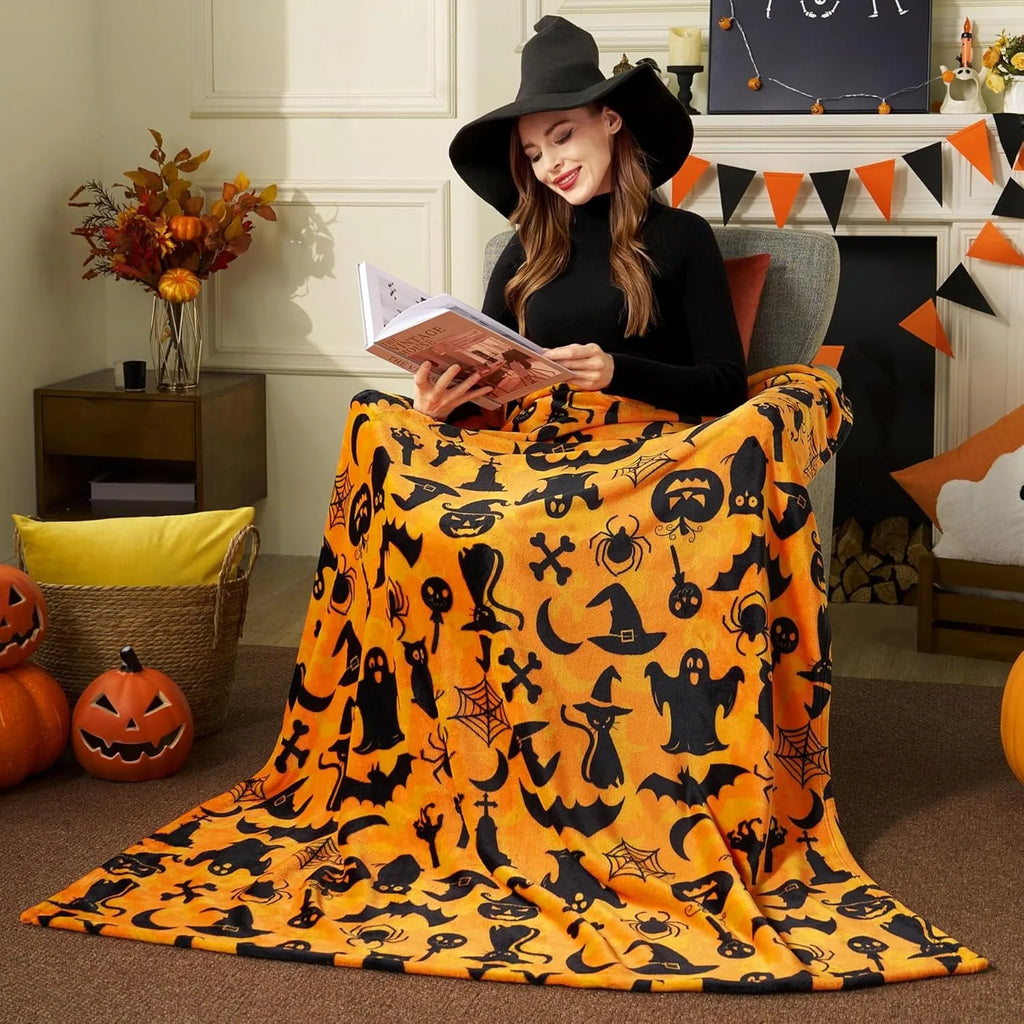Spooky Halloween Flannel Throw