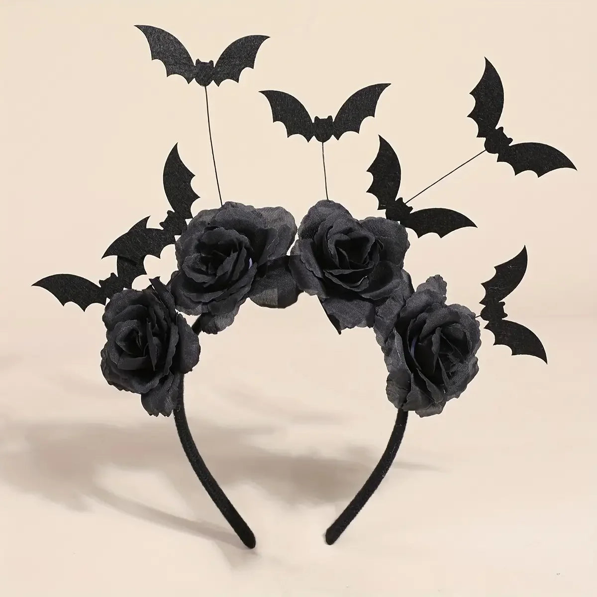 Gothic Bat & Rose Headband