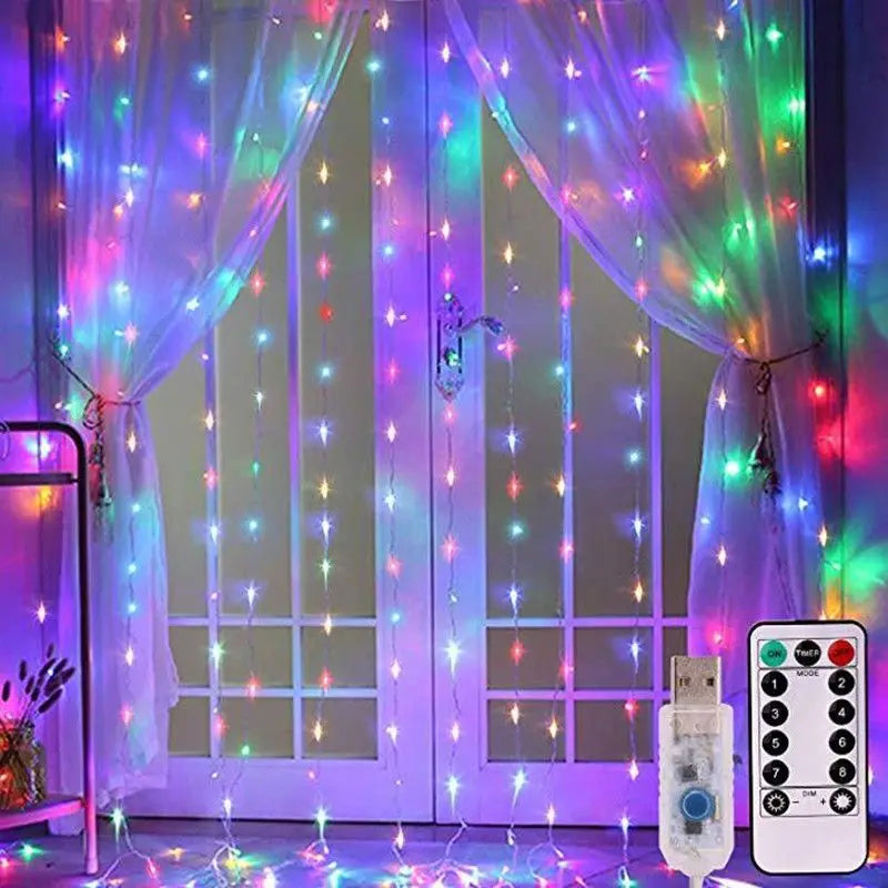 LED Curtain Fairy Lights with Remote, 8 Modes