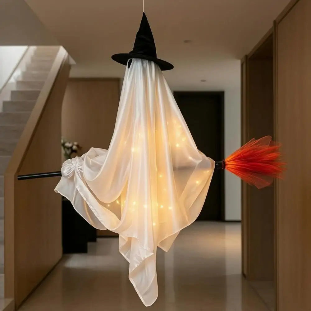 Light-Up Flying Witch Ghost with Broom