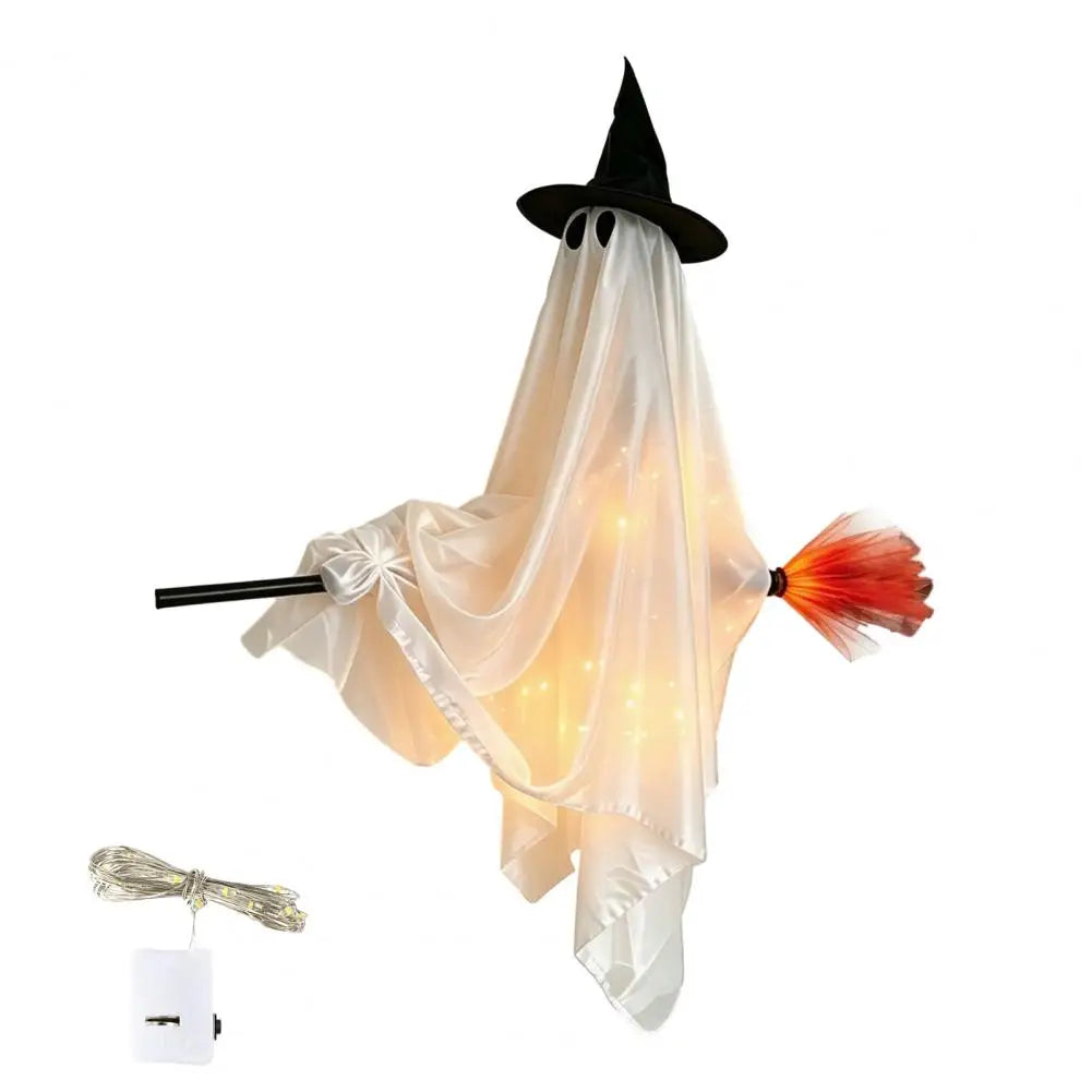 Light-Up Flying Witch Ghost with Broom