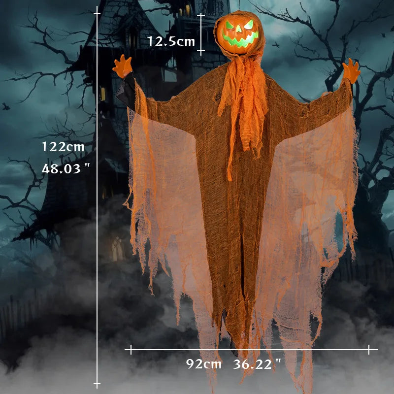 Light-Up Hanging Pumpkin Head Ghost
