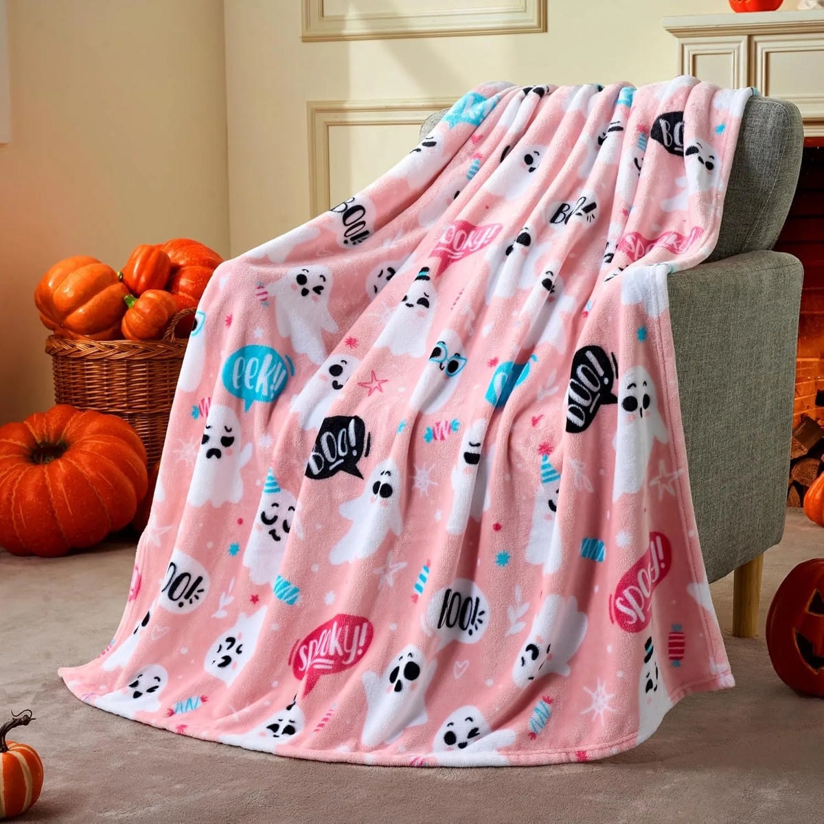 Spooky Halloween Flannel Throw