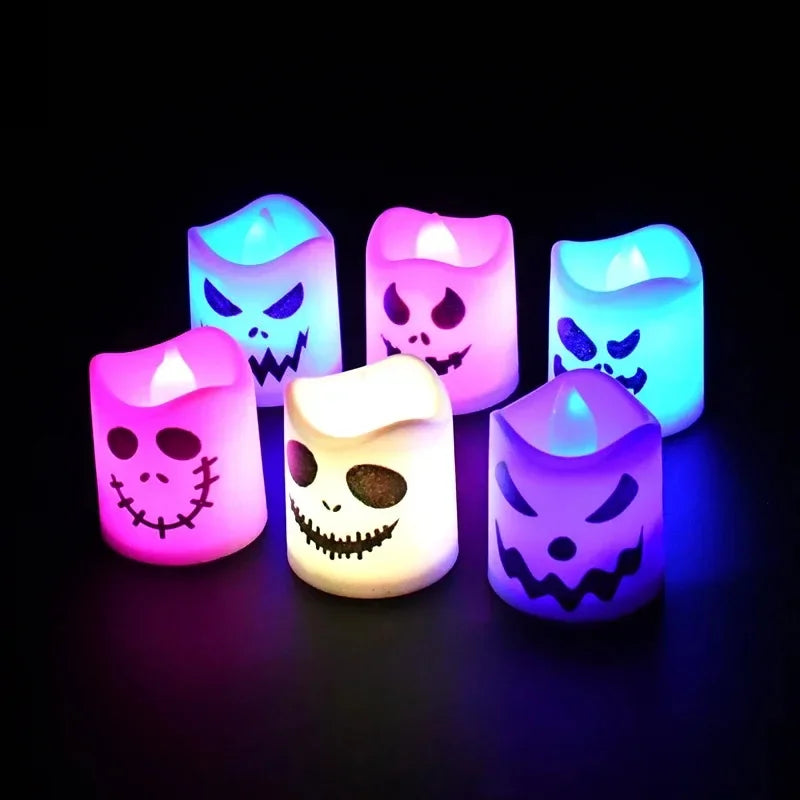 LED Ghost & Pumpkin Candles, Set of 6