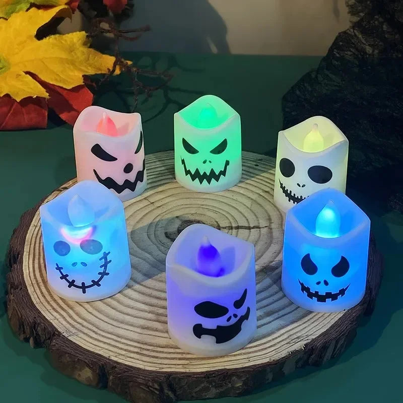 LED Ghost & Pumpkin Candles, Set of 6