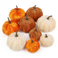 Velvet Pumpkins, Set of 9