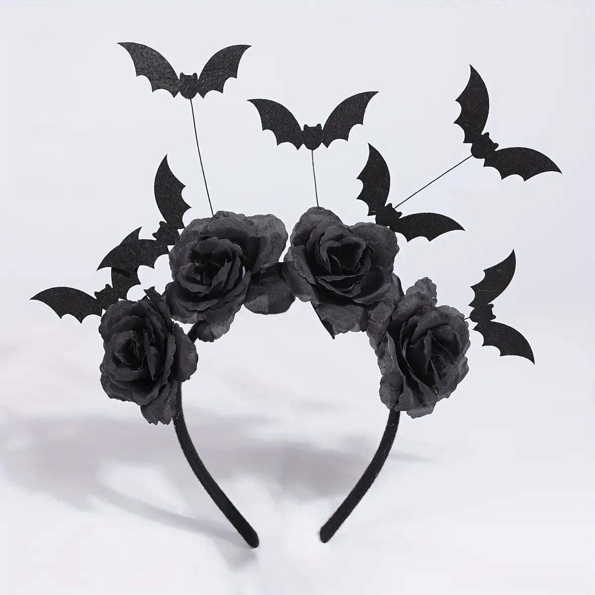 Gothic Bat & Rose Headband