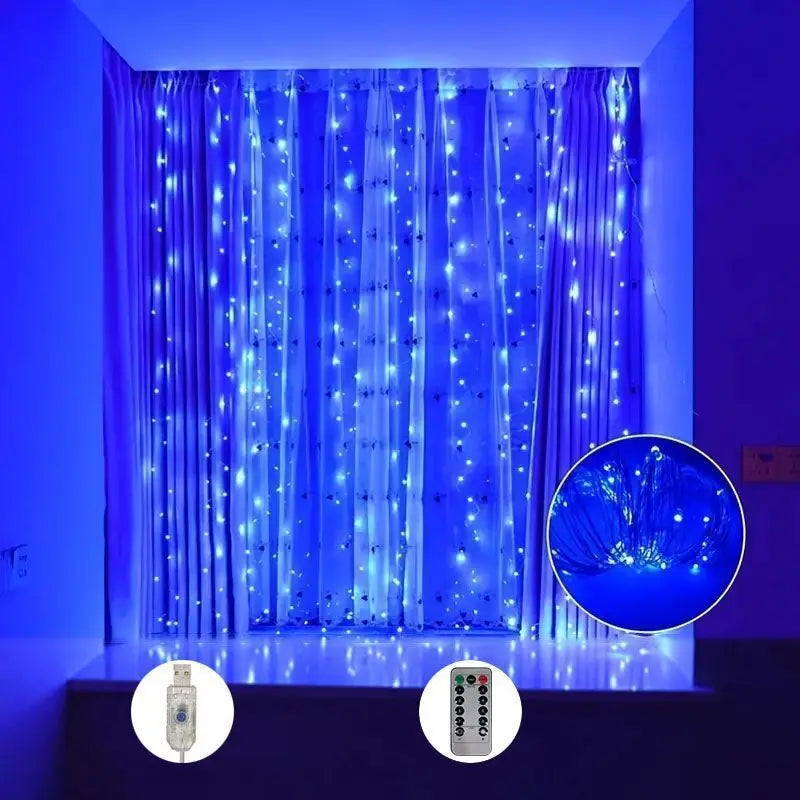 LED Curtain Fairy Lights with Remote, 8 Modes