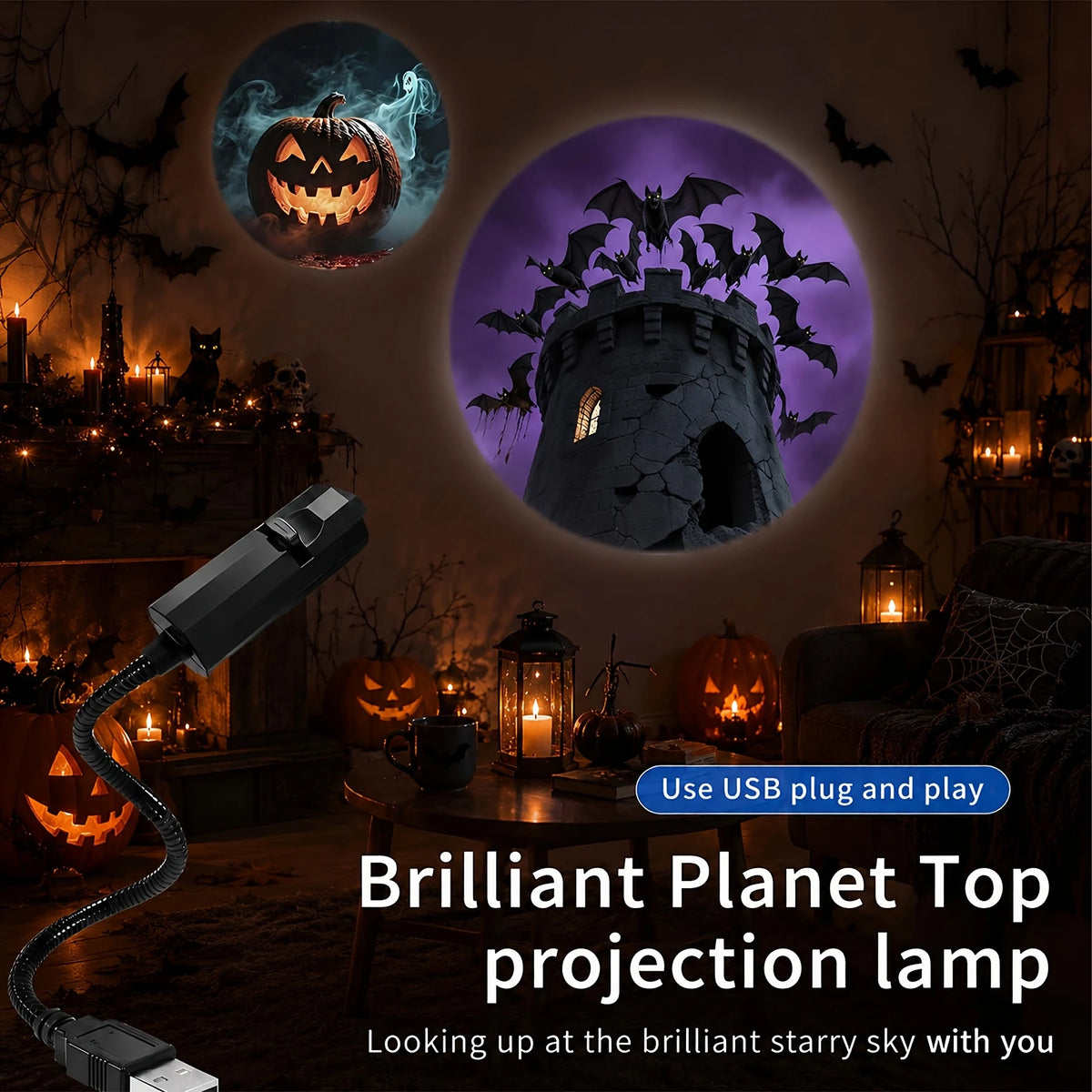 Halloween Ghost Projector Night Light, USB