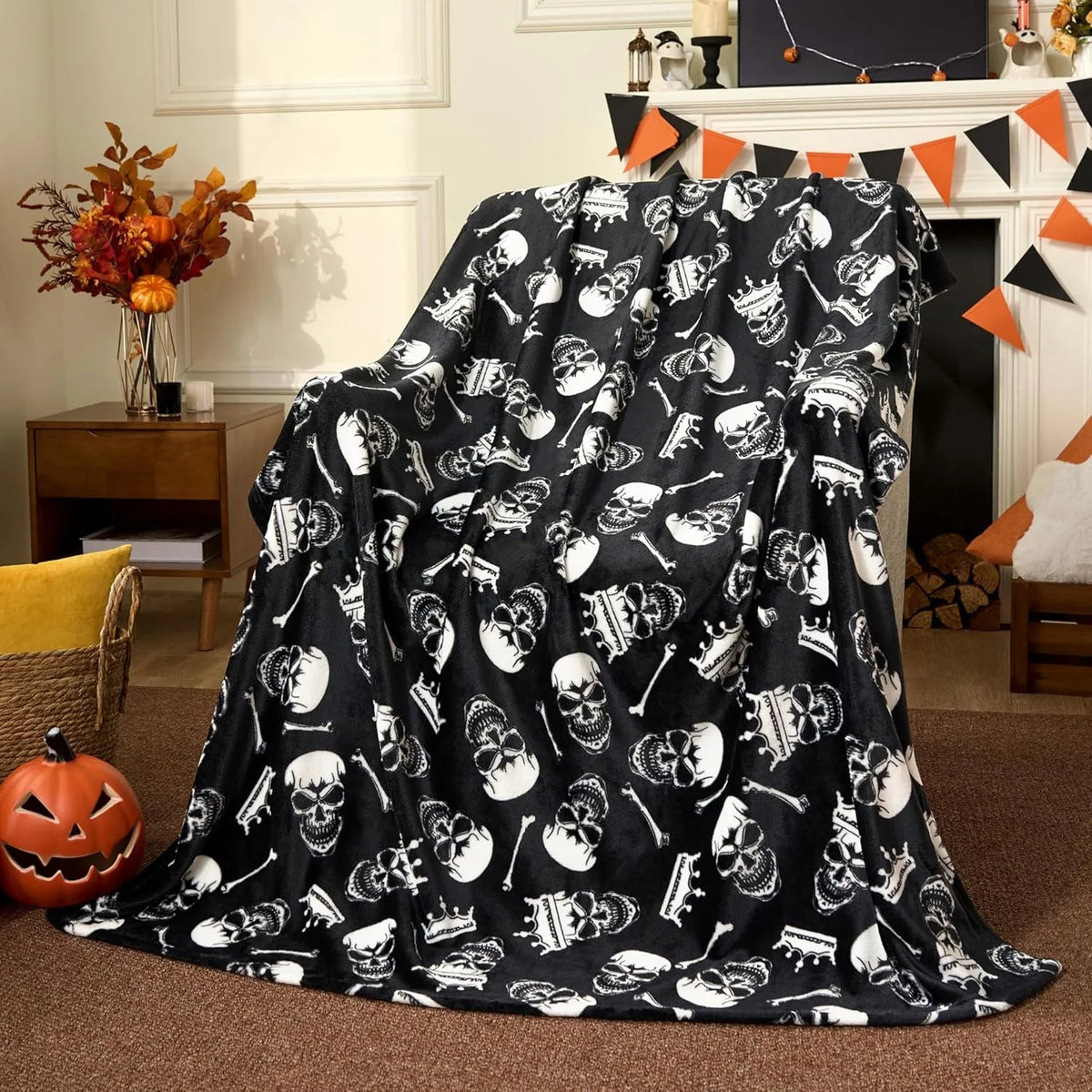 Spooky Halloween Flannel Throw