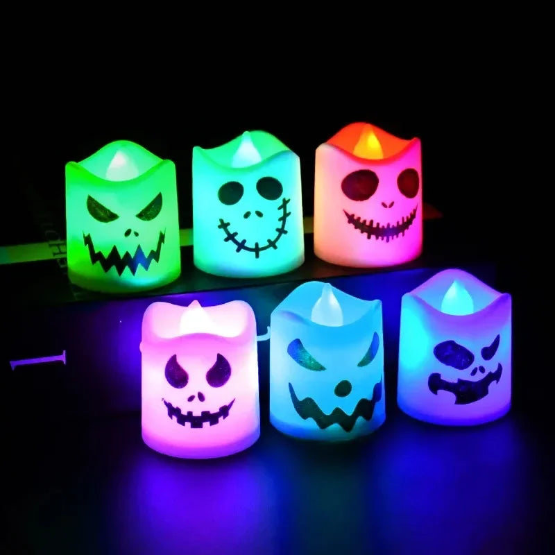 LED Ghost & Pumpkin Candles, Set of 6