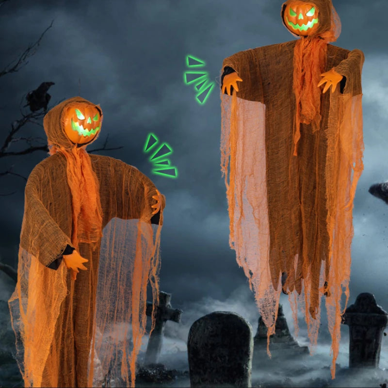 Light-Up Hanging Pumpkin Head Ghost
