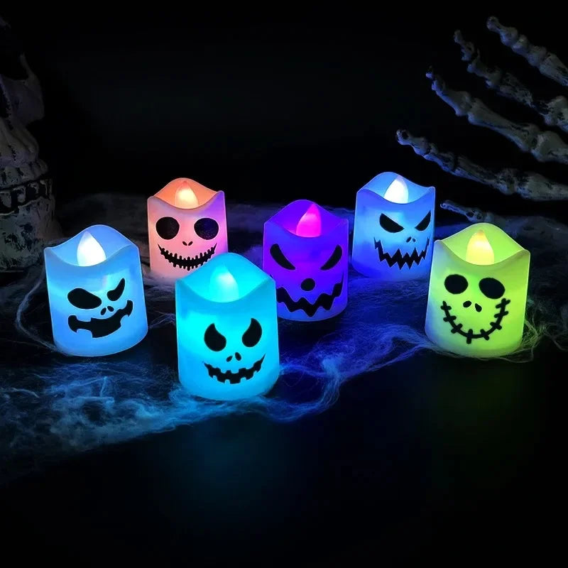 LED Ghost & Pumpkin Candles, Set of 6