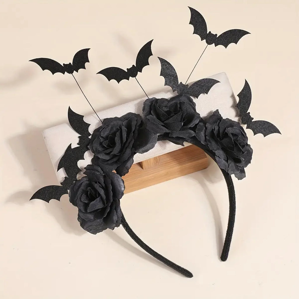 Gothic Bat & Rose Headband