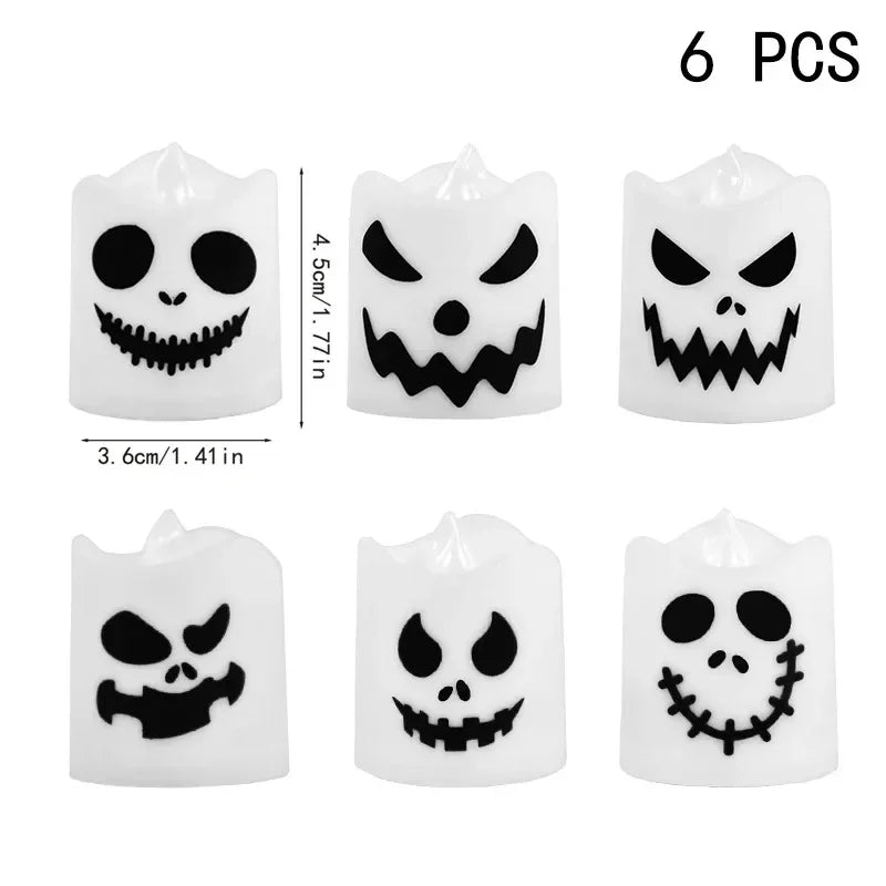 LED Ghost & Pumpkin Candles, Set of 6