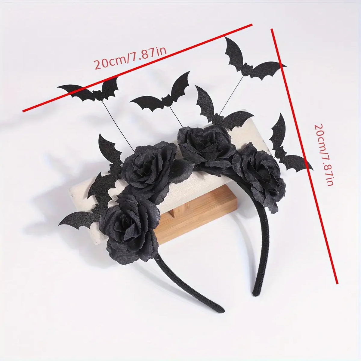 Gothic Bat & Rose Headband