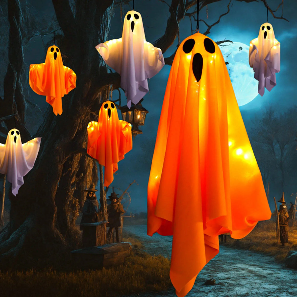 Light-Up Flying Ghosts, 50 x 40 cm